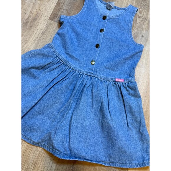 Oshkosh Bgosh Girls Denim Button-Front Sleeveless‎ Dress Size 6 100% Cotton Made - Picture 3 of 9